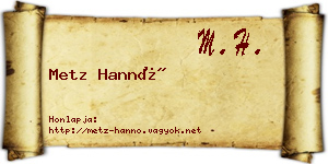 Metz Hannó névjegykártya